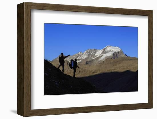 Hikers Admire the View of Alpi Graie (Graian Alps) Landscape, Gran Paradiso National Park, Italy-Roberto Moiola-Framed Photographic Print