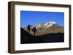 Hikers Admire the View of Alpi Graie (Graian Alps) Landscape, Gran Paradiso National Park, Italy-Roberto Moiola-Framed Photographic Print