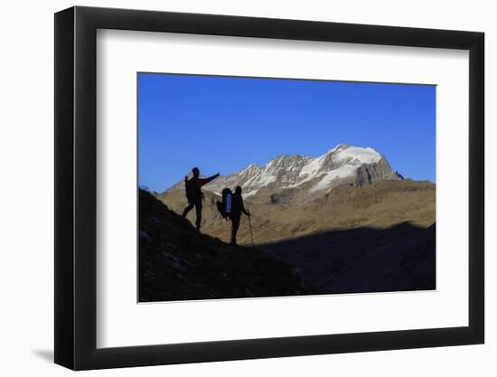 Hikers Admire the View of Alpi Graie (Graian Alps) Landscape, Gran Paradiso National Park, Italy-Roberto Moiola-Framed Photographic Print