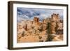 Hikers amongst hoodoo formations on the Fairyland Trail in Bryce Canyon National Park, Utah, United-Michael Nolan-Framed Photographic Print