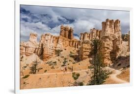 Hikers amongst hoodoo formations on the Fairyland Trail in Bryce Canyon National Park, Utah, United-Michael Nolan-Framed Photographic Print