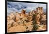 Hikers amongst hoodoo formations on the Fairyland Trail in Bryce Canyon National Park, Utah, United-Michael Nolan-Framed Photographic Print