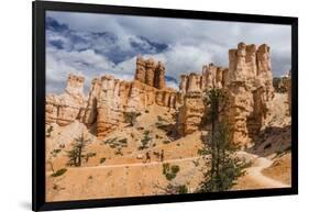 Hikers amongst hoodoo formations on the Fairyland Trail in Bryce Canyon National Park, Utah, United-Michael Nolan-Framed Photographic Print