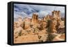 Hikers amongst hoodoo formations on the Fairyland Trail in Bryce Canyon National Park, Utah, United-Michael Nolan-Framed Stretched Canvas