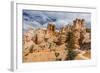 Hikers amongst hoodoo formations on the Fairyland Trail in Bryce Canyon National Park, Utah, United-Michael Nolan-Framed Photographic Print