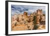 Hikers amongst hoodoo formations on the Fairyland Trail in Bryce Canyon National Park, Utah, United-Michael Nolan-Framed Photographic Print