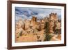 Hikers amongst hoodoo formations on the Fairyland Trail in Bryce Canyon National Park, Utah, United-Michael Nolan-Framed Photographic Print