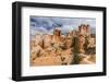 Hikers amongst hoodoo formations on the Fairyland Trail in Bryce Canyon National Park, Utah, United-Michael Nolan-Framed Photographic Print