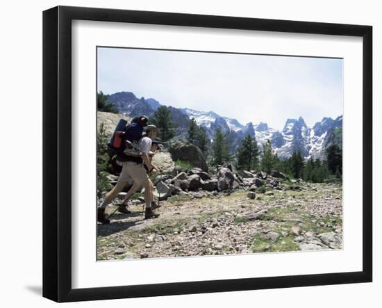 Hikers at Haut Asco, Corsica, France-Yadid Levy-Framed Photographic Print