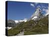 Hikers Below the Matterhorn, Zermatt, Valais, Swiss Alps, Switzerland, Europe-Hans Peter Merten-Stretched Canvas