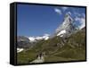 Hikers Below the Matterhorn, Zermatt, Valais, Swiss Alps, Switzerland, Europe-Hans Peter Merten-Framed Stretched Canvas