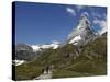 Hikers Below the Matterhorn, Zermatt, Valais, Swiss Alps, Switzerland, Europe-Hans Peter Merten-Stretched Canvas