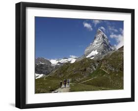 Hikers Below the Matterhorn, Zermatt, Valais, Swiss Alps, Switzerland, Europe-Hans Peter Merten-Framed Photographic Print