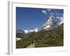 Hikers Below the Matterhorn, Zermatt, Valais, Swiss Alps, Switzerland, Europe-Hans Peter Merten-Framed Photographic Print