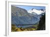 Hikers Cross a Footbridge, Rob Roy Glacier Trail, New Zealand-James White-Framed Photographic Print