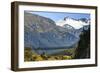 Hikers Cross a Footbridge, Rob Roy Glacier Trail, New Zealand-James White-Framed Photographic Print