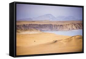 Hikers Hiking in Desert and Sand Dunes, Ica, Peru-Matthew Williams-Ellis-Framed Stretched Canvas