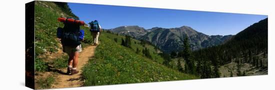 Hikers in Grand Teton Park, Wyoming, USA-null-Stretched Canvas