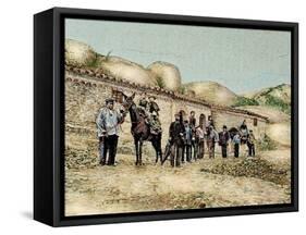 Hikers in San Jeronimo, Montserrat, Catalonia, Spain, from 'The Illustration', 1890-L. Urgelles-Framed Stretched Canvas