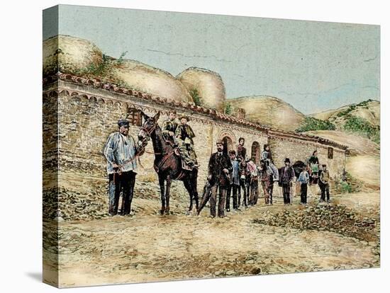 Hikers in San Jeronimo, Montserrat, Catalonia, Spain, from 'The Illustration', 1890-L. Urgelles-Stretched Canvas