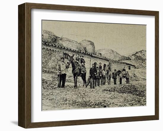 Hikers in San Jeronimo. Montserrat. Catalonia. Spain-null-Framed Giclee Print