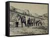 Hikers in San Jeronimo. Montserrat. Catalonia. Spain-null-Framed Stretched Canvas