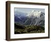 Hikers Look up at Snowy Mountain Top, New Zealand-Michael Brown-Framed Photographic Print