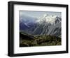 Hikers Look up at Snowy Mountain Top, New Zealand-Michael Brown-Framed Photographic Print