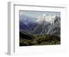 Hikers Look up at Snowy Mountain Top, New Zealand-Michael Brown-Framed Photographic Print