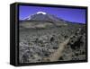 Hikers Moving Through a Rocky Area, Kilimanjaro-Michael Brown-Framed Stretched Canvas