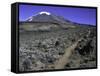 Hikers Moving Through a Rocky Area, Kilimanjaro-Michael Brown-Framed Stretched Canvas