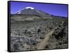 Hikers Moving Through a Rocky Area, Kilimanjaro-Michael Brown-Framed Stretched Canvas