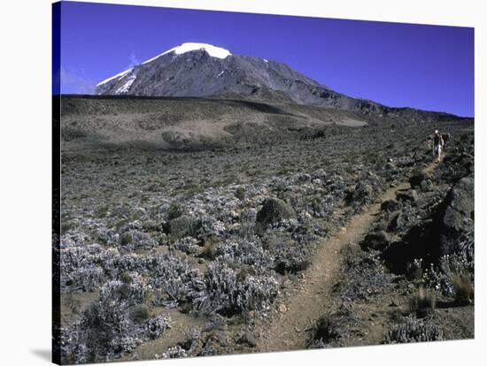 Hikers Moving Through a Rocky Area, Kilimanjaro-Michael Brown-Stretched Canvas