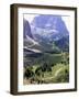 Hikers on Alta Via Dolomiti Trail and Gardena Pass Below and Sassolungo Range 3181M, Alto Adige-Richard Nebesky-Framed Photographic Print