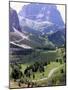 Hikers on Alta Via Dolomiti Trail and Gardena Pass Below and Sassolungo Range 3181M, Alto Adige-Richard Nebesky-Mounted Photographic Print