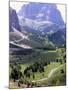 Hikers on Alta Via Dolomiti Trail and Gardena Pass Below and Sassolungo Range 3181M, Alto Adige-Richard Nebesky-Mounted Photographic Print
