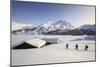 Hikers on Snowshoes, Spluga, Maloja Pass. Engadine. Switzerland. Europe-ClickAlps-Mounted Photographic Print