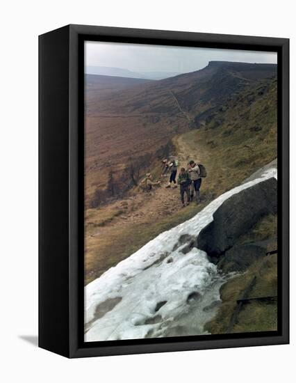 Hikers on Stanage Edge, Hathersage, Derbyshire, 1964-Michael Walters-Framed Stretched Canvas