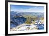 Hikers on steep crest covered with snow in the Ammergau Alps, Tegelberg, Fussen, Bavaria, Germany, -Roberto Moiola-Framed Photographic Print