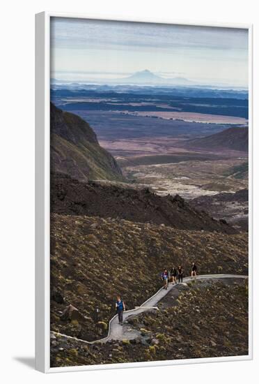 Hikers on the Tongariro Alpine Crossing Trek, Tongariro National Park, UNESCO World Heritage Site-Matthew Williams-Ellis-Framed Photographic Print