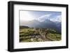 Hikers on the way to Lacs De Cheserys from Argentiere with Les Drus and Aiguille Verte in the backg-Roberto Moiola-Framed Photographic Print