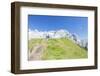 Hikers proceed on the path to the rocky peaks, Doss Del Sabion, Pinzolo, Brenta Dolomites, Trentino-Roberto Moiola-Framed Photographic Print