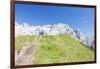 Hikers proceed on the path to the rocky peaks, Doss Del Sabion, Pinzolo, Brenta Dolomites, Trentino-Roberto Moiola-Framed Photographic Print