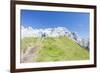 Hikers proceed on the path to the rocky peaks, Doss Del Sabion, Pinzolo, Brenta Dolomites, Trentino-Roberto Moiola-Framed Photographic Print