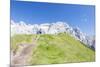 Hikers proceed on the path to the rocky peaks, Doss Del Sabion, Pinzolo, Brenta Dolomites, Trentino-Roberto Moiola-Mounted Photographic Print