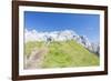 Hikers proceed on the path to the rocky peaks, Doss Del Sabion, Pinzolo, Brenta Dolomites, Trentino-Roberto Moiola-Framed Photographic Print