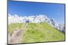 Hikers proceed on the path to the rocky peaks, Doss Del Sabion, Pinzolo, Brenta Dolomites, Trentino-Roberto Moiola-Mounted Premium Photographic Print