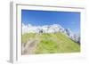 Hikers proceed on the path to the rocky peaks, Doss Del Sabion, Pinzolo, Brenta Dolomites, Trentino-Roberto Moiola-Framed Photographic Print