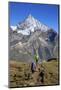 Hikers Proceed Towards the High Peak of Dent Herens in a Clear Summer Day, Switzerland-Roberto Moiola-Mounted Photographic Print