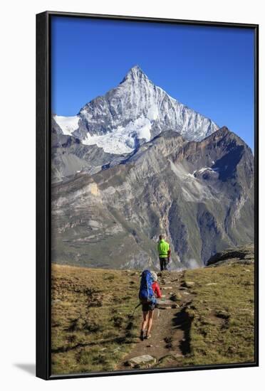 Hikers Proceed Towards the High Peak of Dent Herens in a Clear Summer Day, Switzerland-Roberto Moiola-Framed Photographic Print